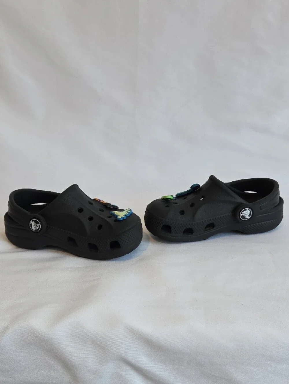 CROCS Black Kids' Clogs with Colorful Dino and Character Charms